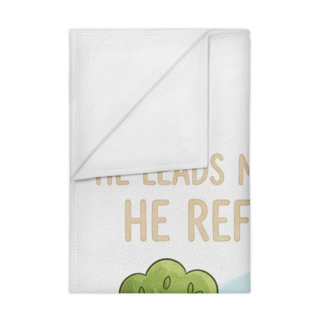 He Leads Me Beside Quiet Waters Toddler Blanket — Cute Lamb Nursery Throw with Scripture
