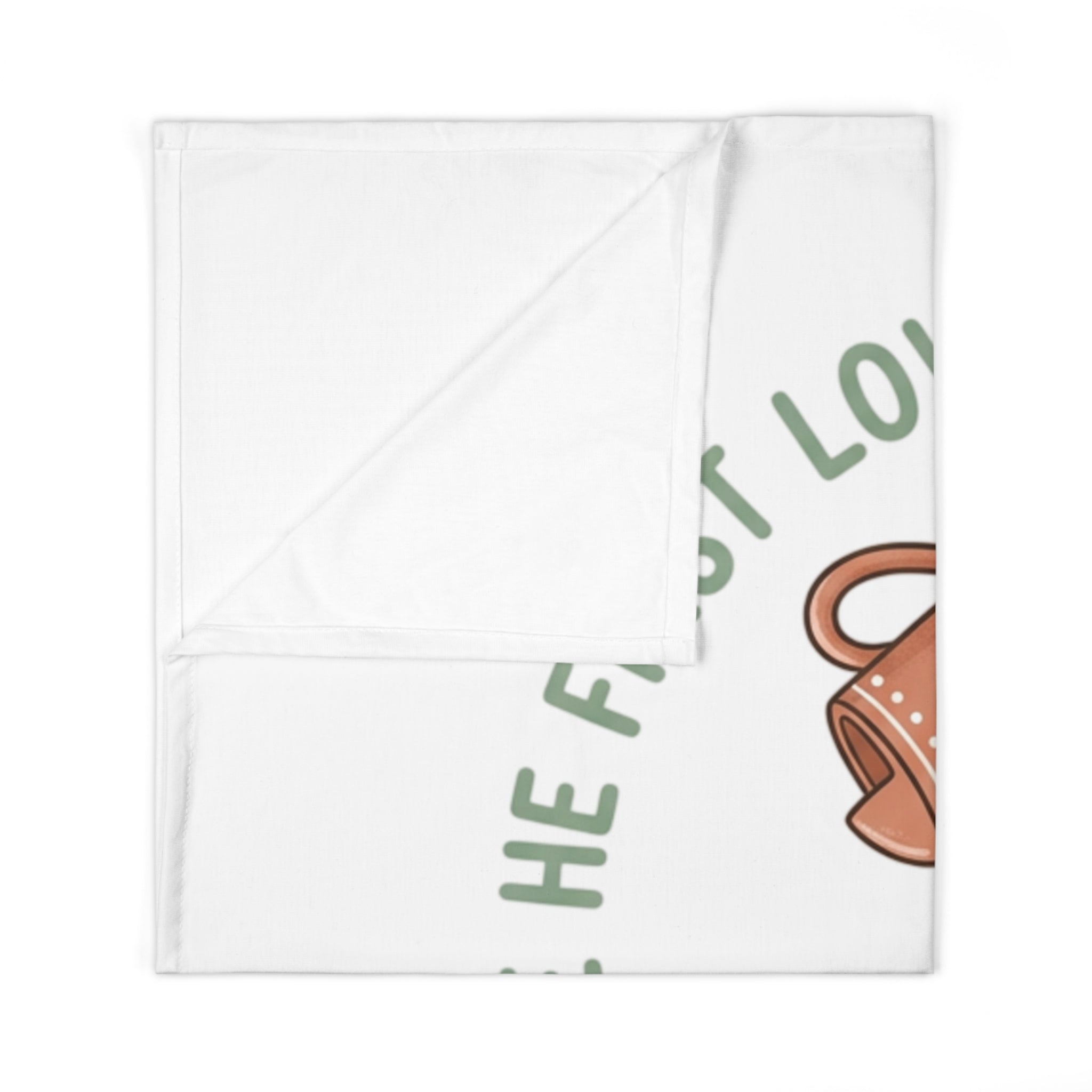 Christian Baby Swaddle Blanket — "We Love Because He First Loved Us" (1 John 4:19) with Watering Can & Seedling Design