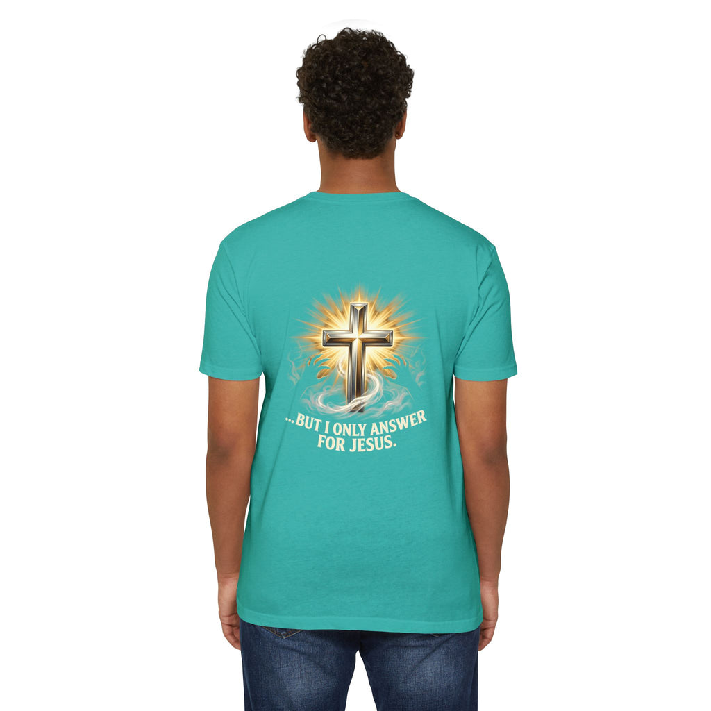 Christian Cross T-Shirt — "The Devil Can Knock All Day... But I Only Answer For Jesus"