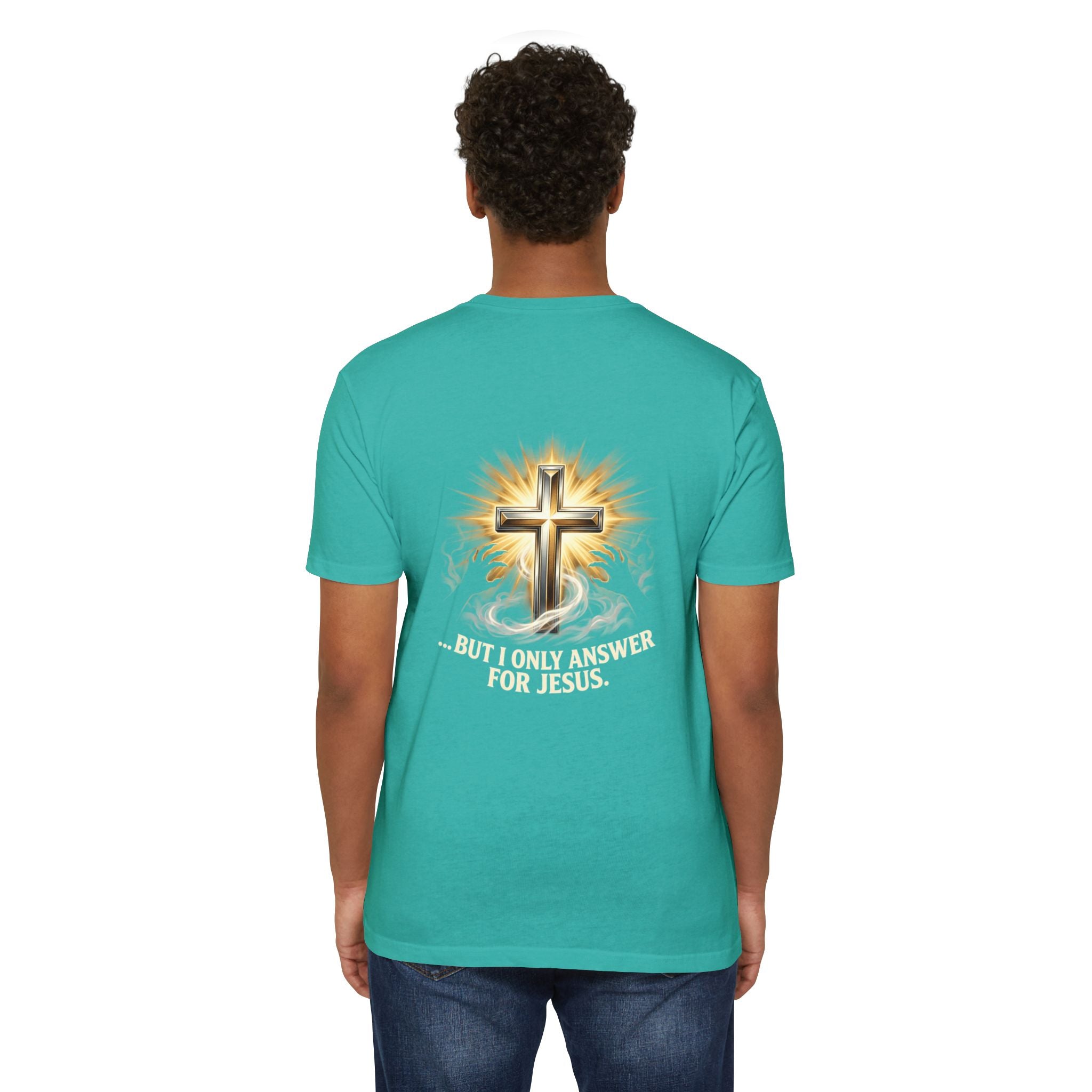 Christian Cross T-Shirt — "The Devil Can Knock All Day... But I Only Answer For Jesus"